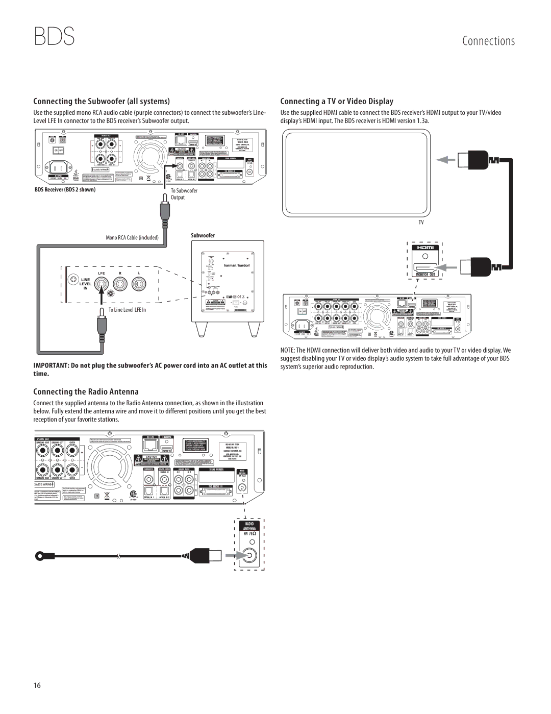 Harman-Kardon 950-0321-001 owner manual Connecting the Subwoofer all systems, Connecting a TV or Video Display, Output 