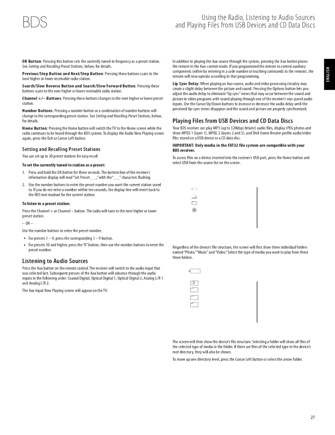 Harman-Kardon 950-0321-001 owner manual Listening to Audio Sources, Setting and Recalling Preset Stations 