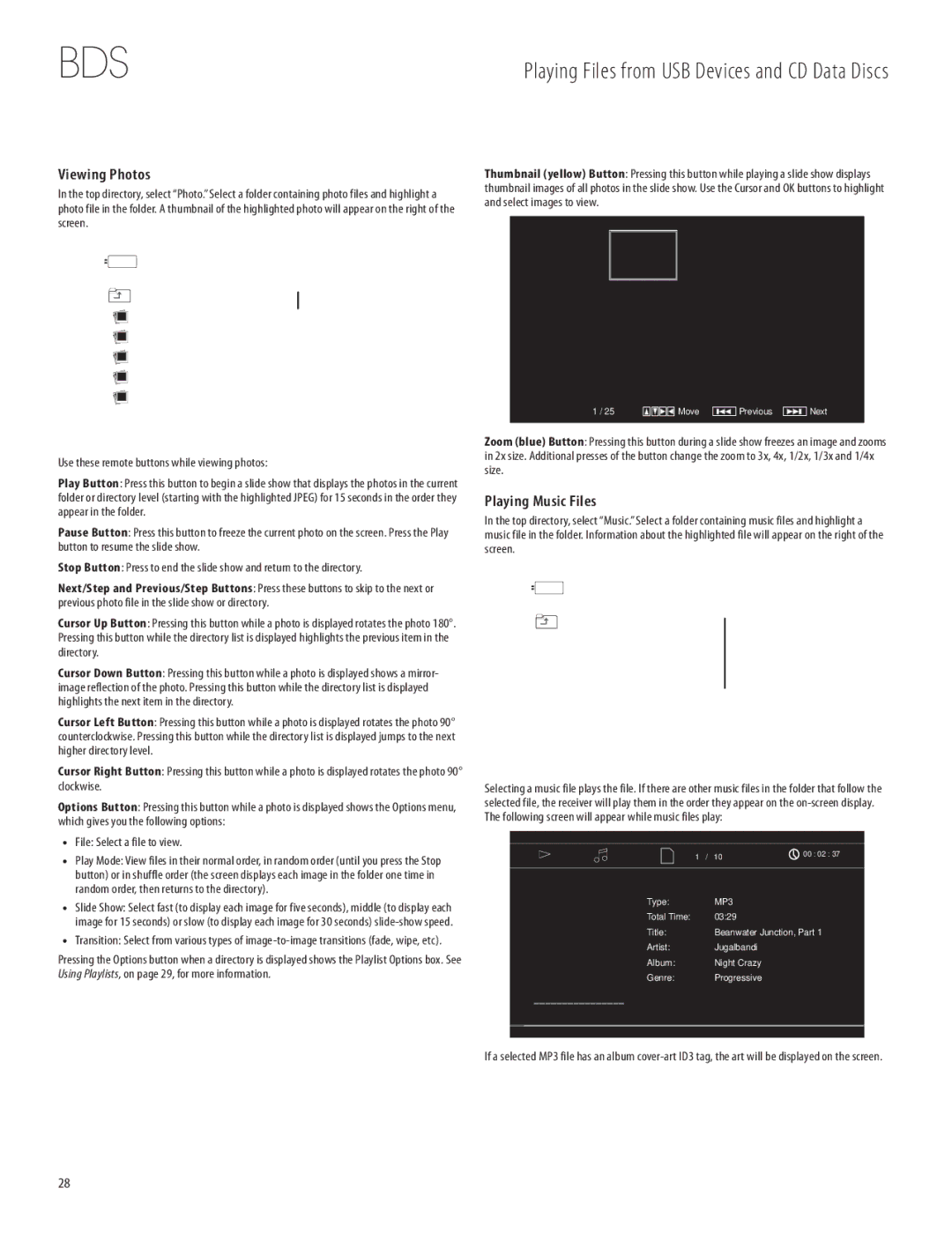 Harman-Kardon 950-0321-001 owner manual Viewing Photos, Playing Music Files 