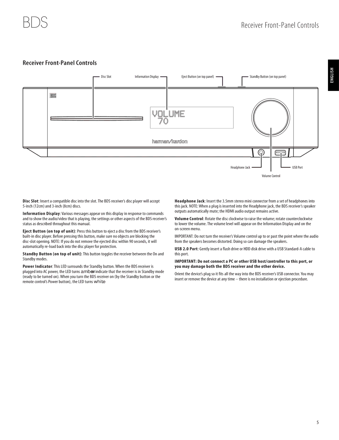 Harman-Kardon 950-0321-001 owner manual Receiver Front-Panel Controls 