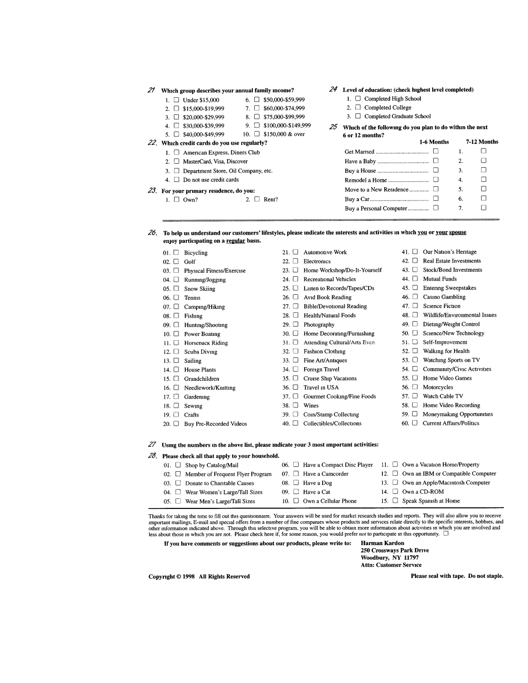 Harman-Kardon AVR 110 owner manual 