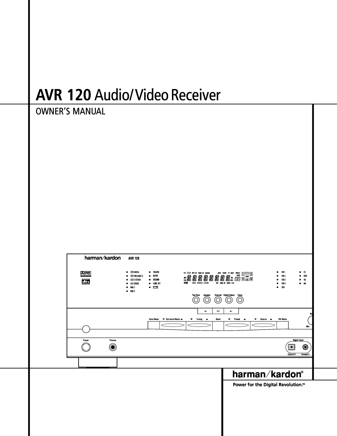 Harman-Kardon owner manual AVR 120 Audio/ Video Receiver 