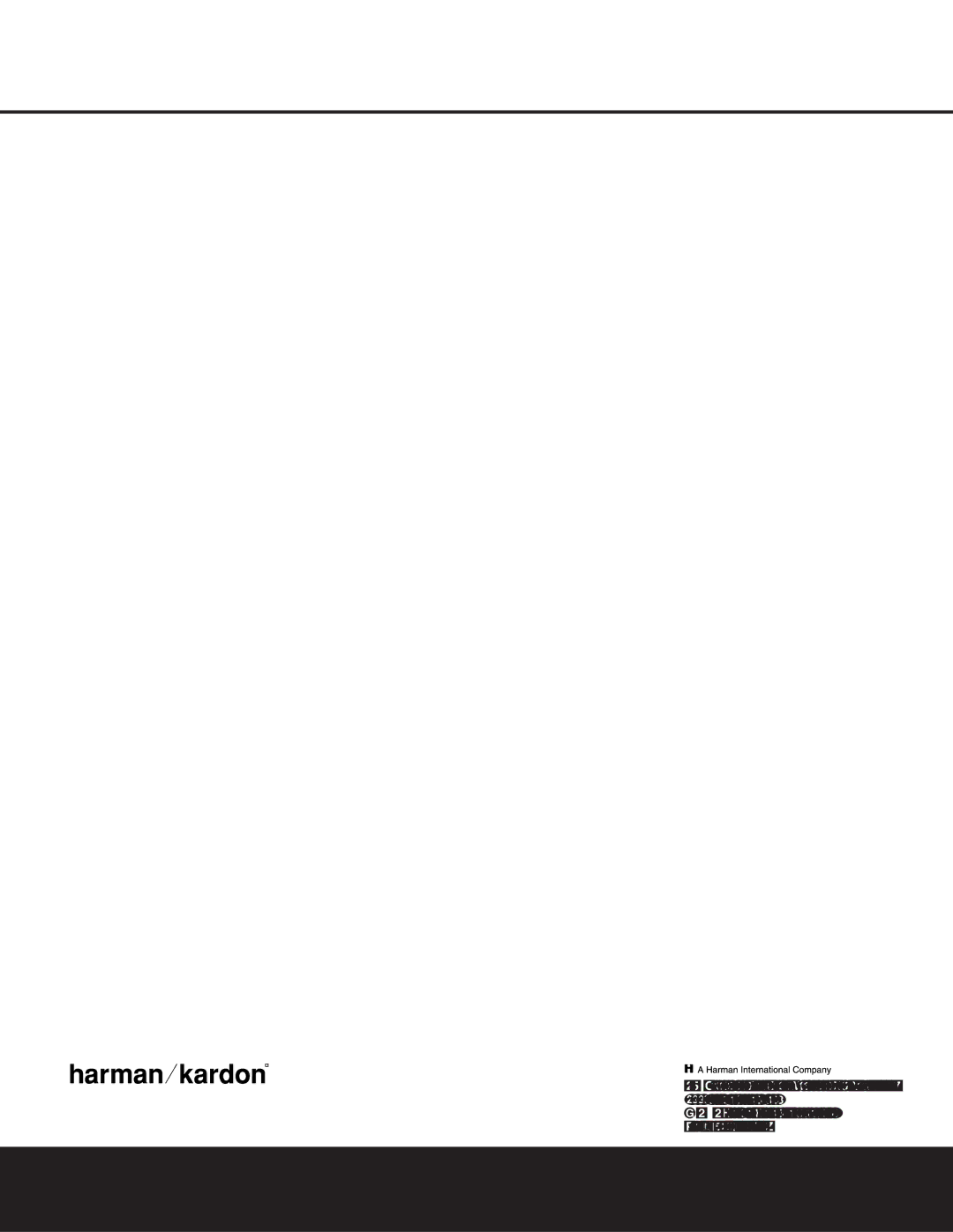 Harman-Kardon AVR 125 owner manual Harman Kardon, Incorporated Part No. CQX1A778Z 