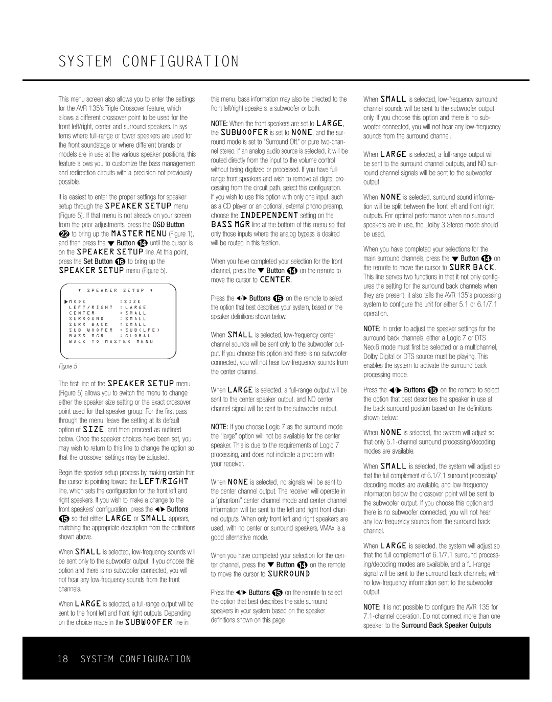 Harman-Kardon AVR 135 owner manual System Configuration 