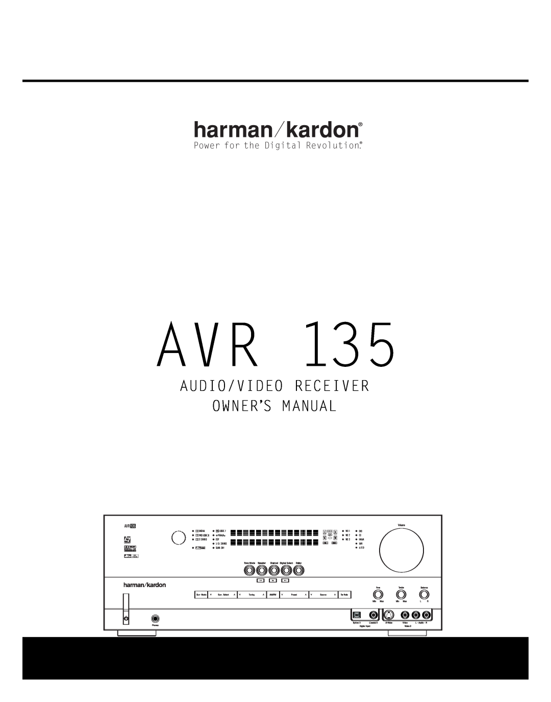 Harman-Kardon AVR 135 owner manual Power for the Digital Revolution 