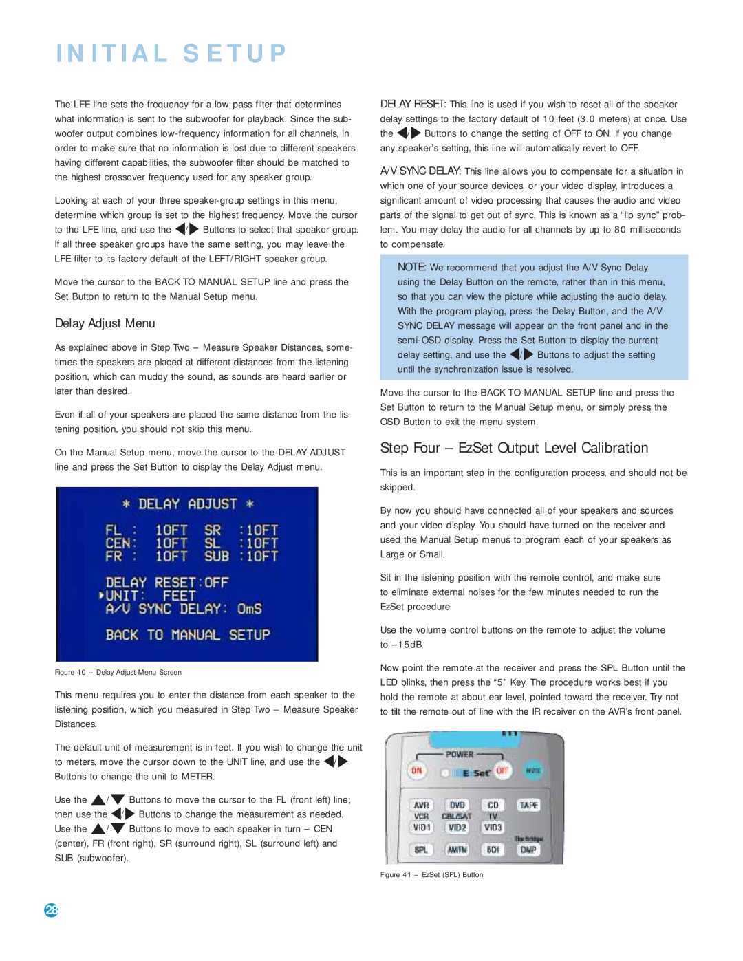 Harman-Kardon AVR 145 owner manual Step Four EzSet Output Level Calibration, Delay Adjust Menu 