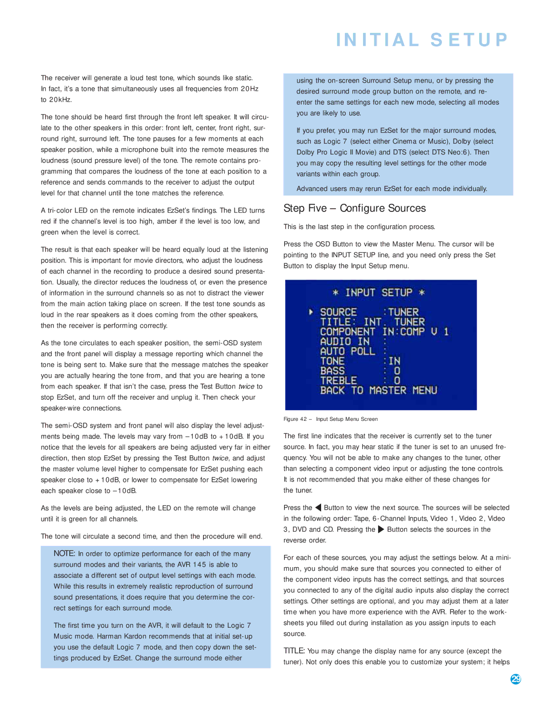 Harman-Kardon AVR 145 owner manual Step Five Configure Sources, This is the last step in the configuration process 