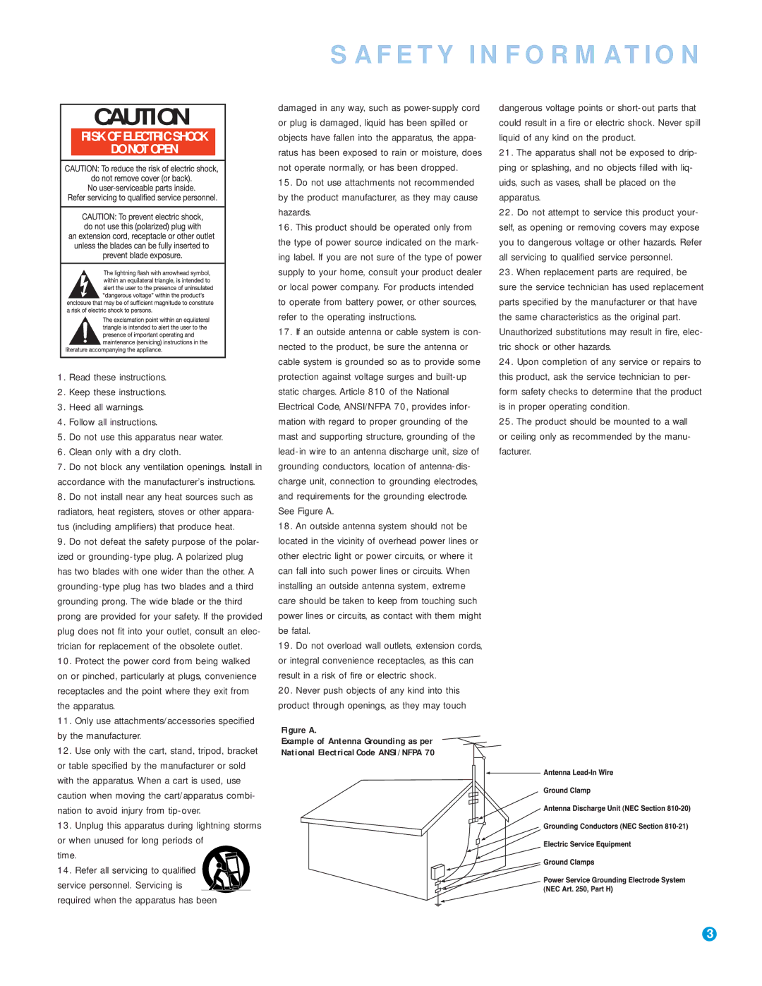 Harman-Kardon AVR 145 owner manual Safety Information, Time, When replacement parts are required, be 