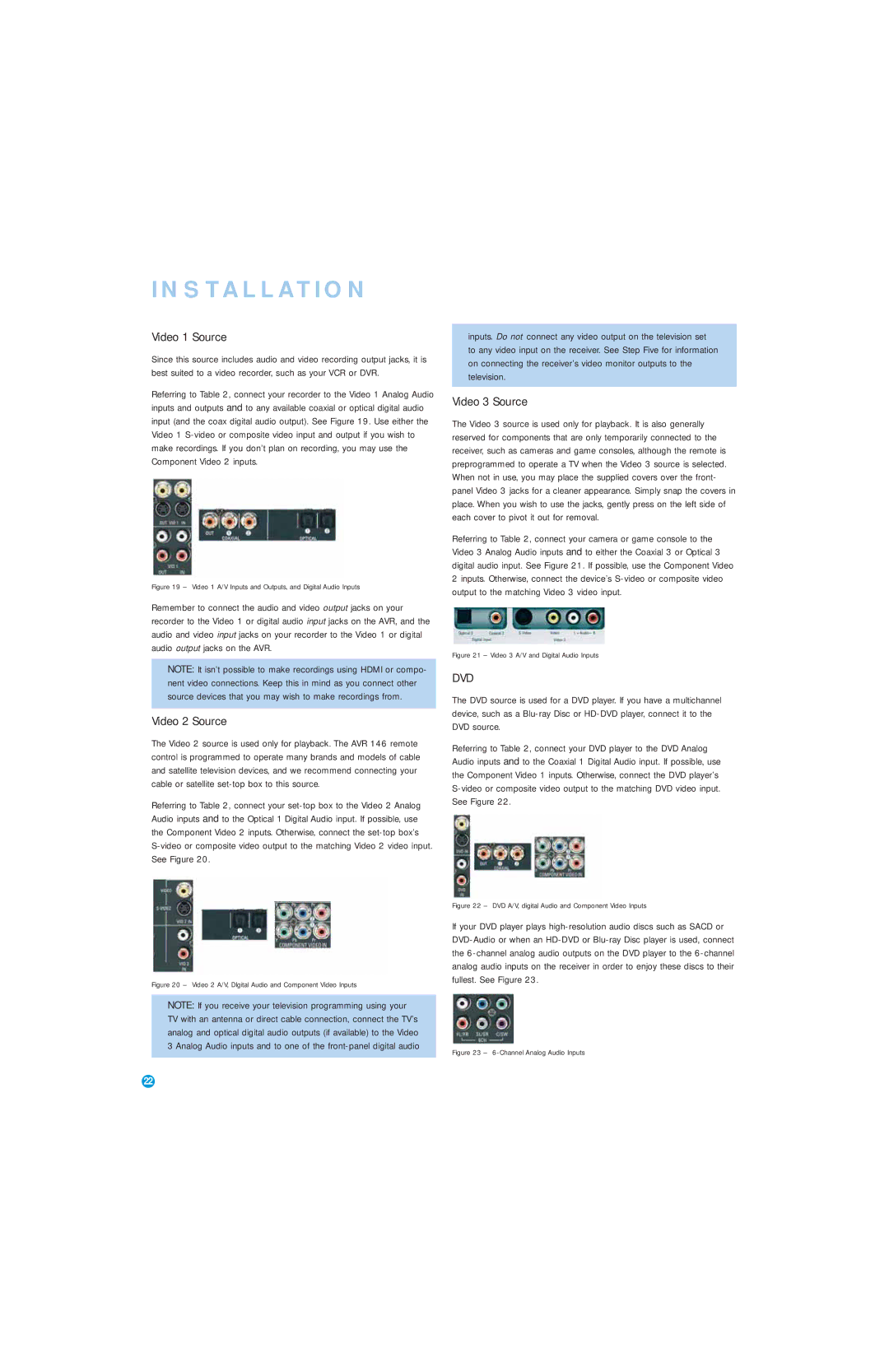 Harman-Kardon AVR 146 owner manual Video 1 Source, Video 2 Source, Video 3 Source 