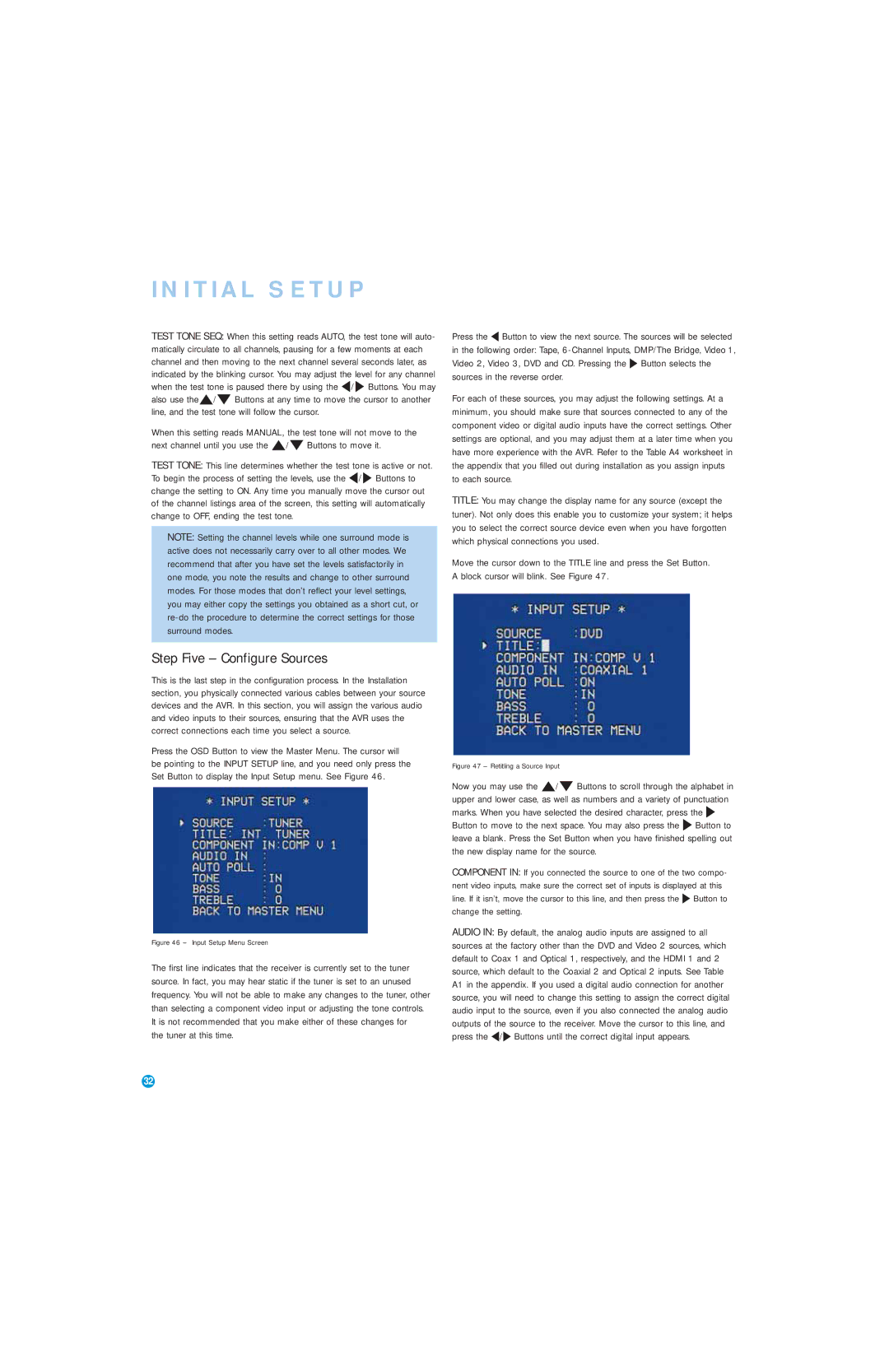 Harman-Kardon AVR 146 owner manual Step Five Configure Sources, Tuner at this time 