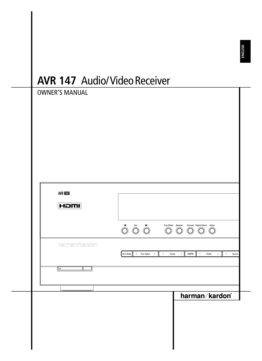 Harman-Kardon owner manual AVR 147 Audio/ Video Receiver 