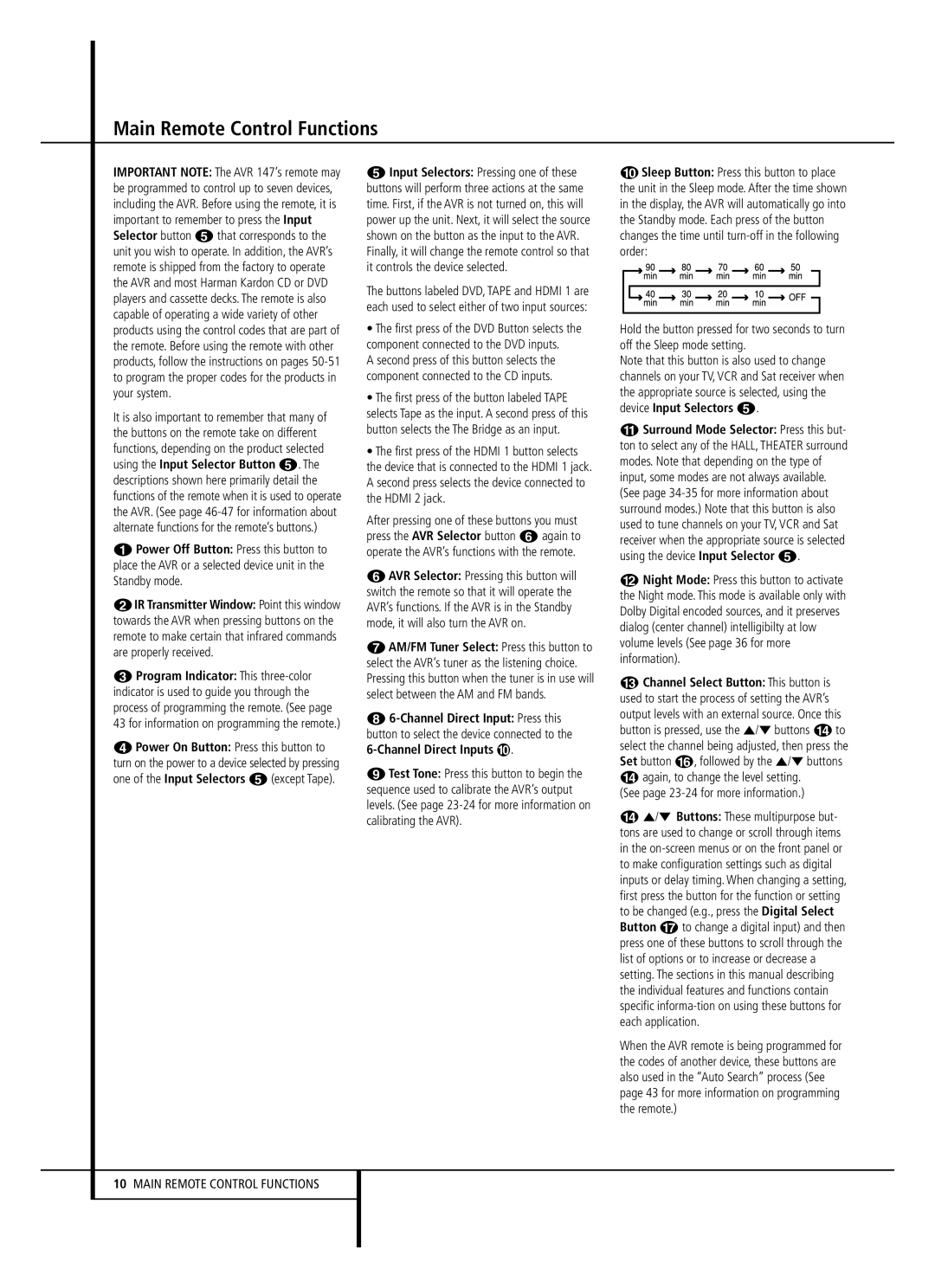 Harman-Kardon AVR 147 owner manual See page 23-24 for more information 