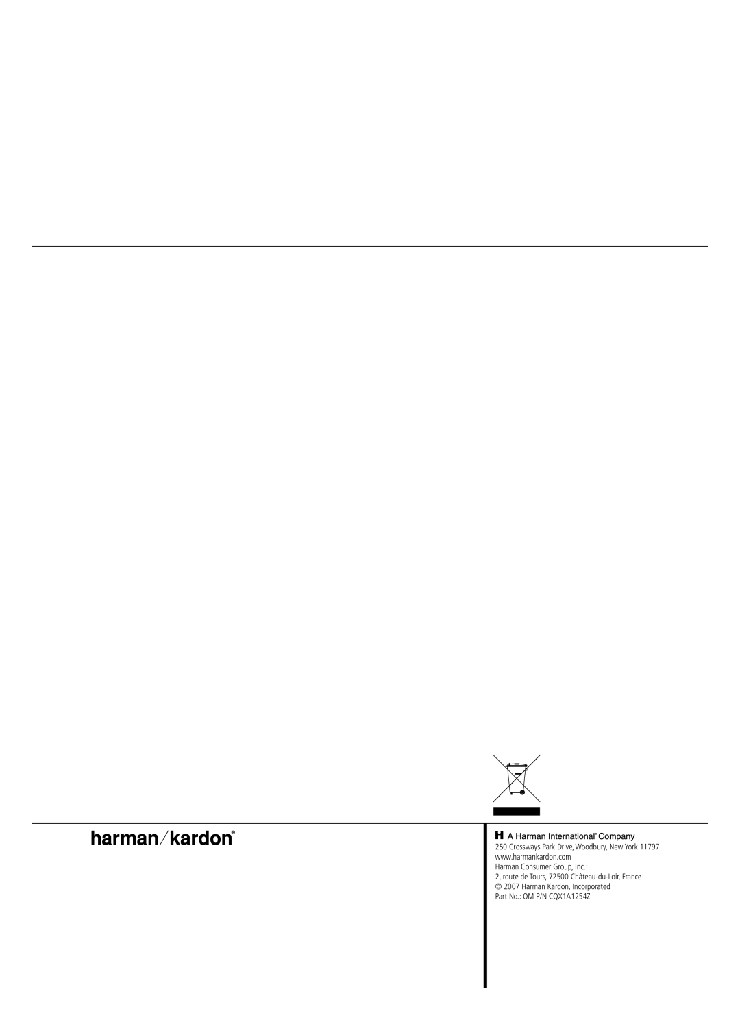 Harman-Kardon AVR 147 owner manual Harman Consumer Group, Inc 