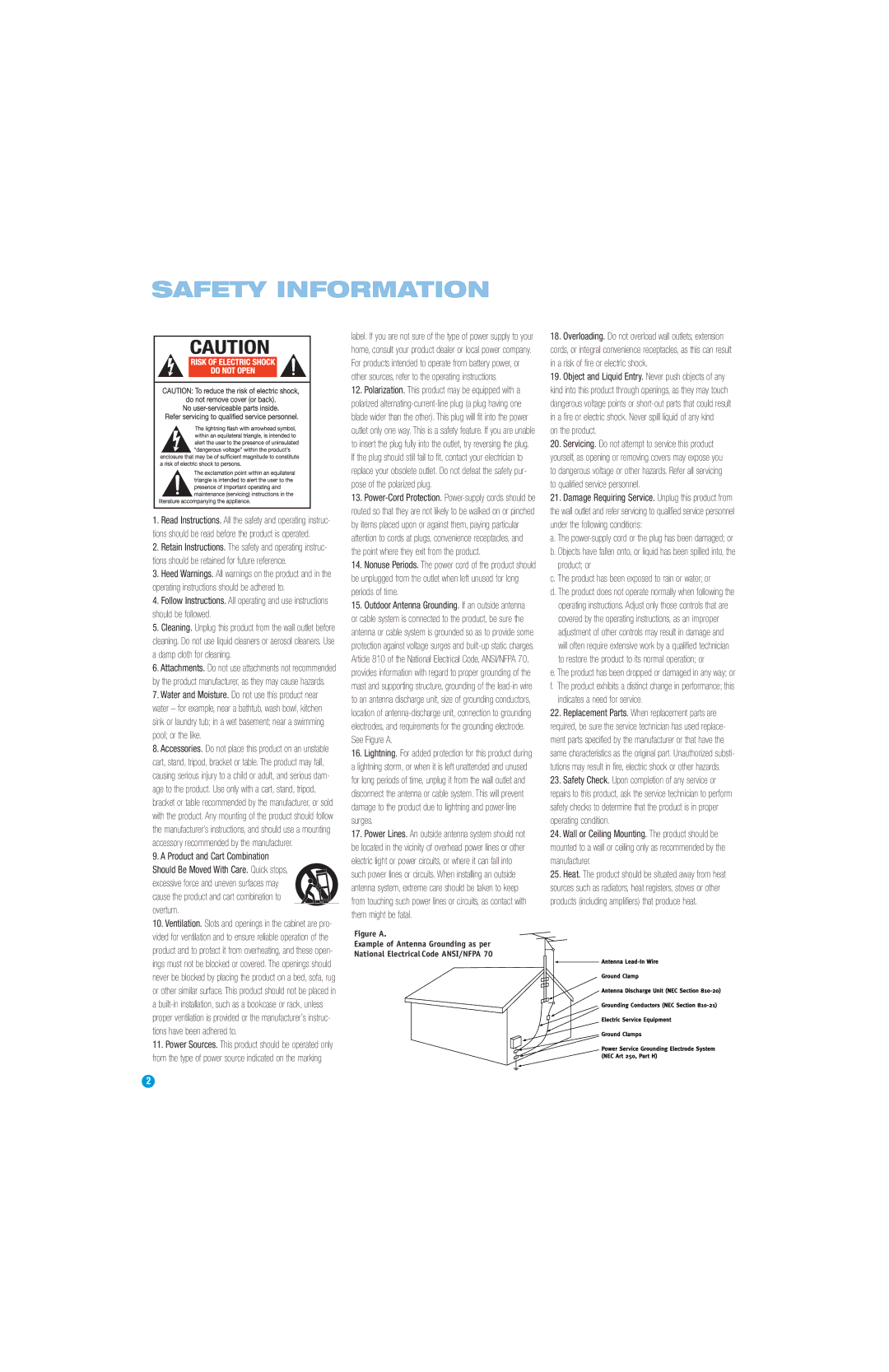 Harman-Kardon AVR 147 owner manual Safety Information 