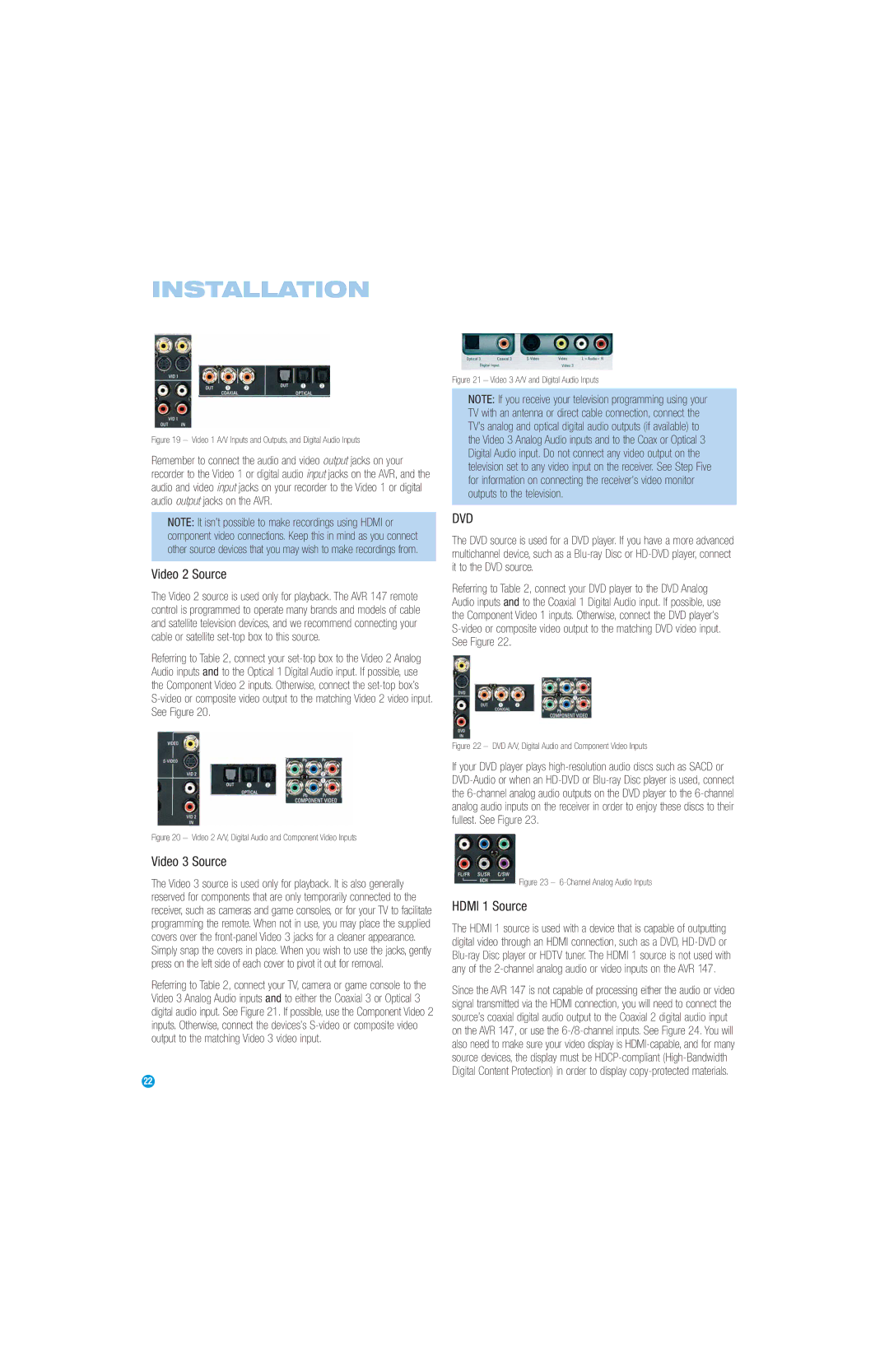 Harman-Kardon AVR 147 owner manual Video 2 Source, Video 3 Source, Hdmi 1 Source 