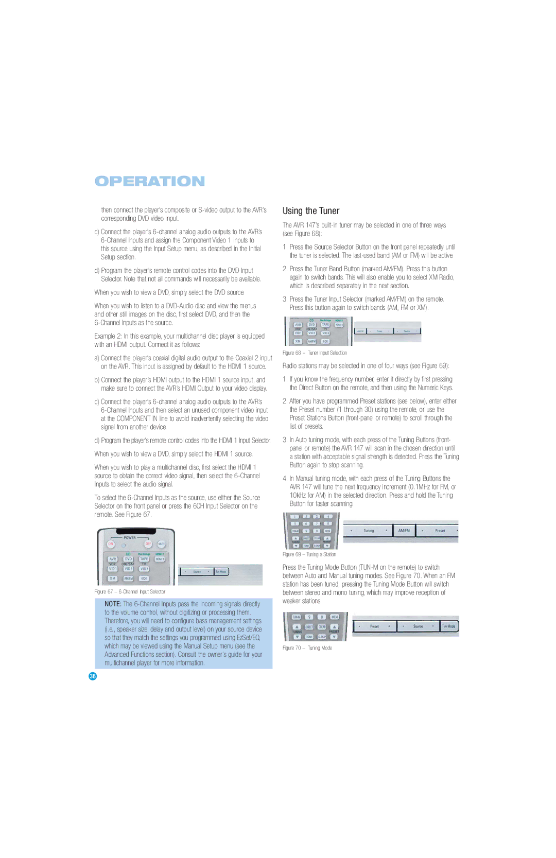 Harman-Kardon AVR 147 owner manual Using the Tuner, Channel Input Selector 