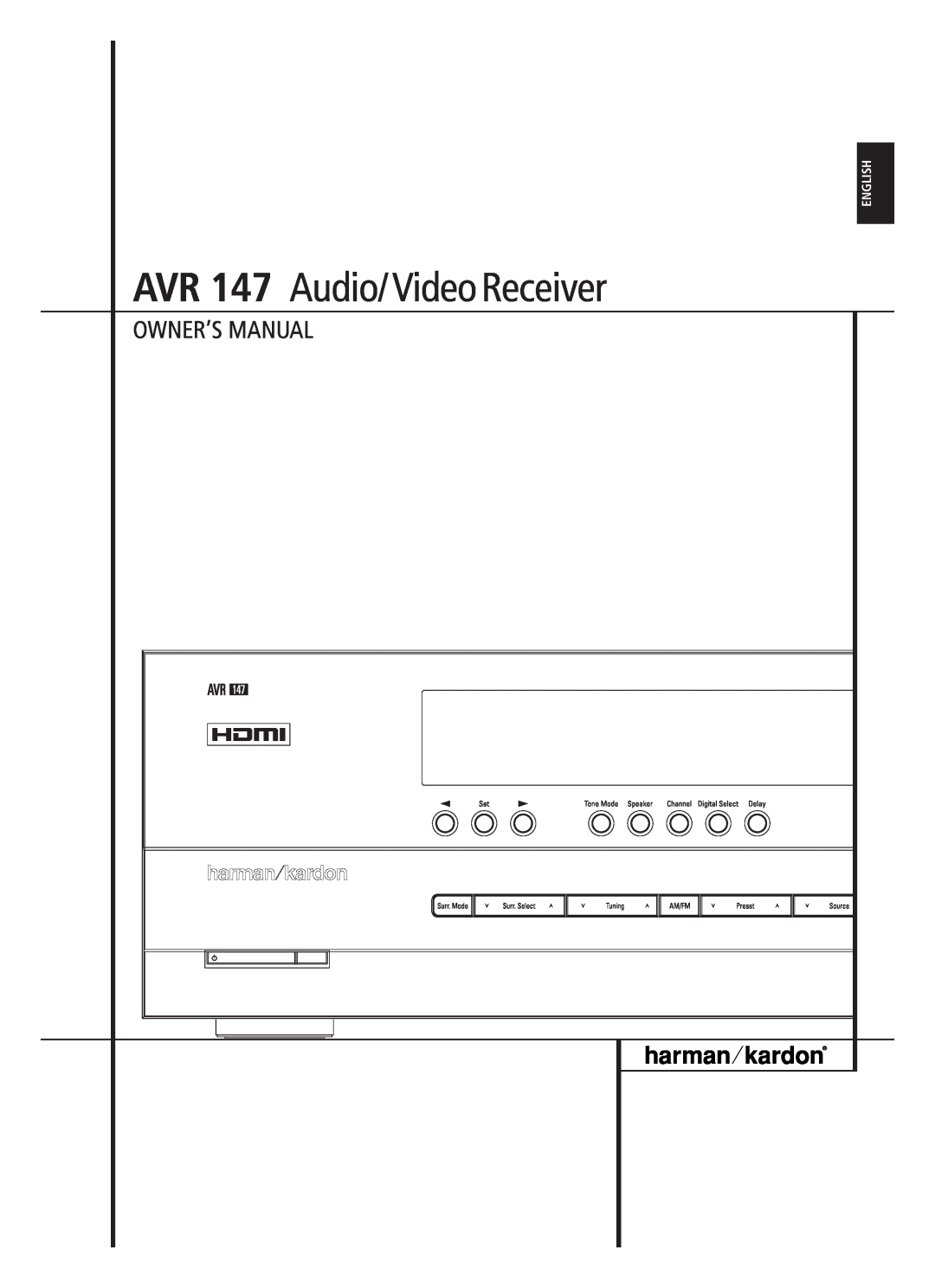 Harman-Kardon owner manual AVR 147 Audio/ Video Receiver, English 
