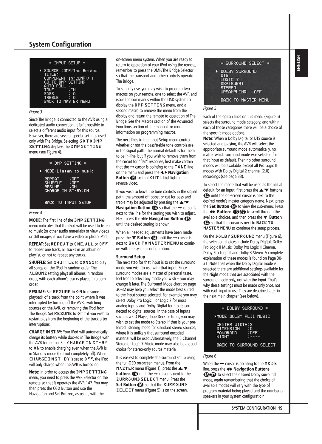 Harman-Kardon AVR 147 owner manual System Configuration, English 