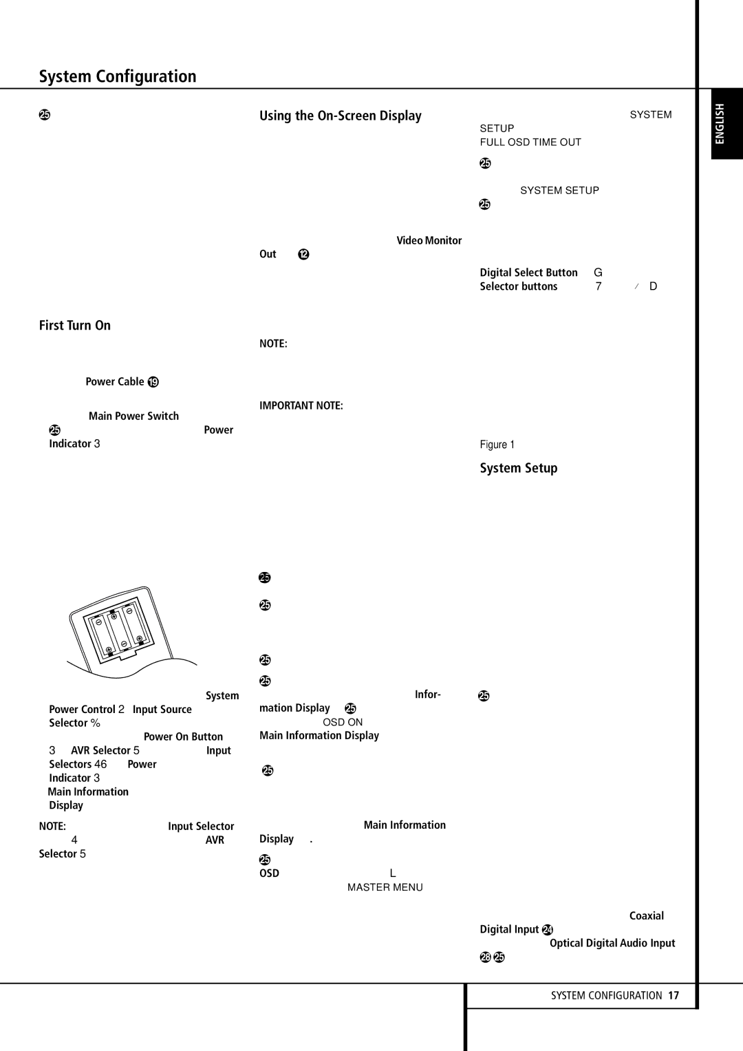 Harman-Kardon AVR 155 owner manual System Configuration, Using the On-Screen Display, First Turn On, System Setup 