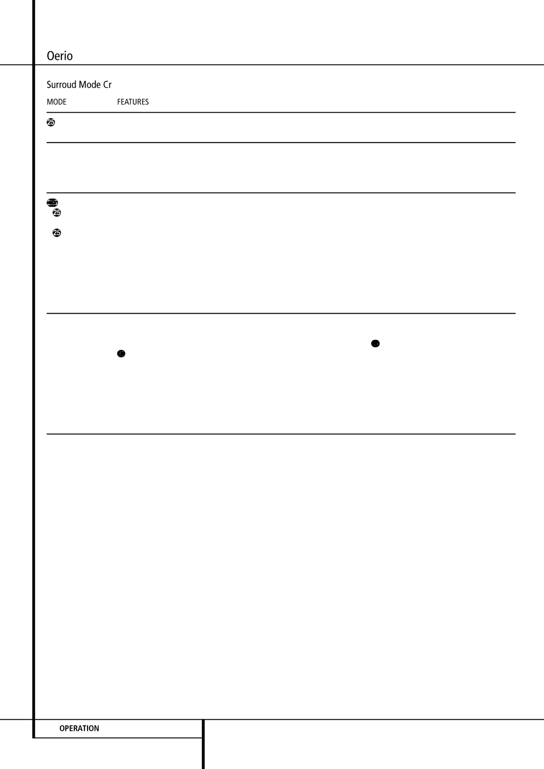 Harman-Kardon AVR 155 owner manual Operation, Surround Mode Chart, Maximum bass impact 