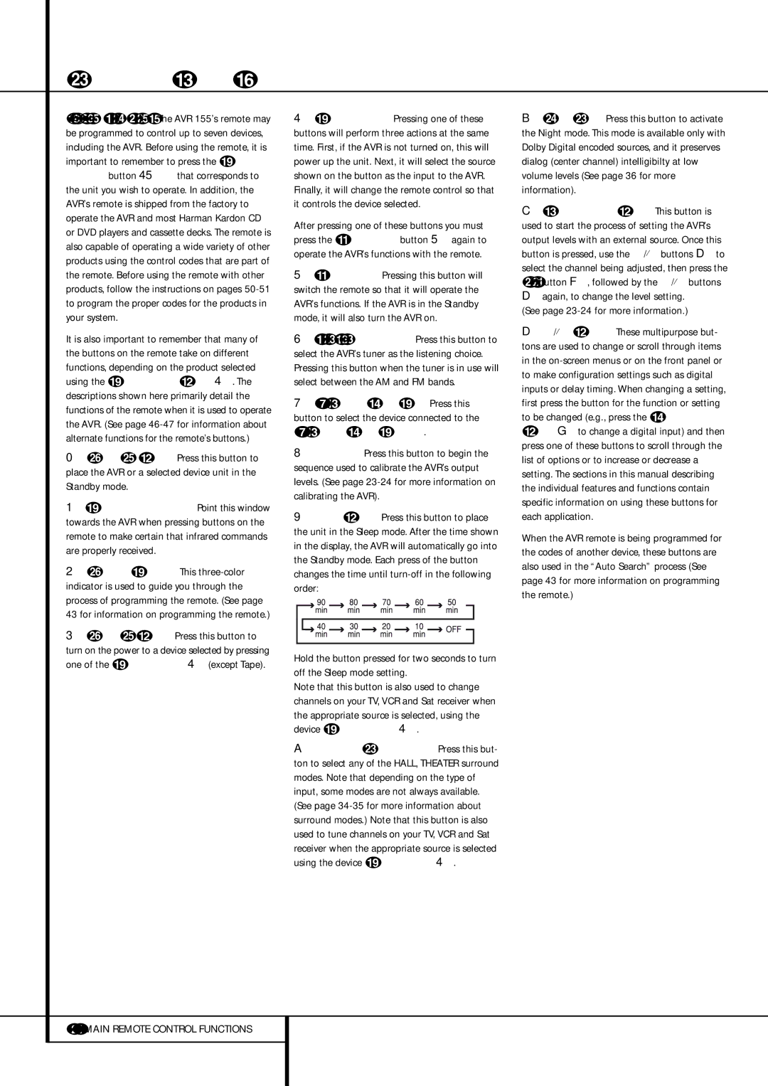 Harman-Kardon AVR 155 owner manual See page 23-24 for more information 