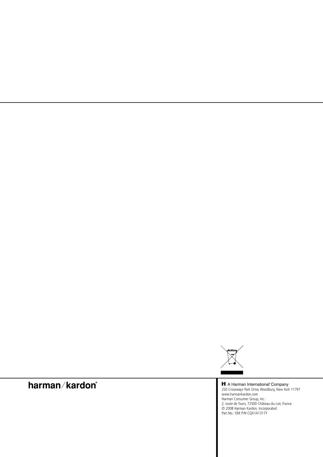 Harman-Kardon AVR 155 owner manual Harman Consumer Group, Inc 