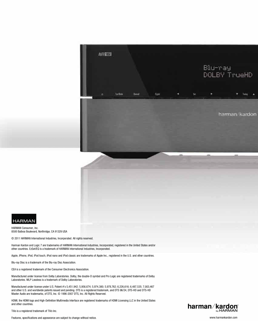 Harman-Kardon AVR 1650 owner manual 