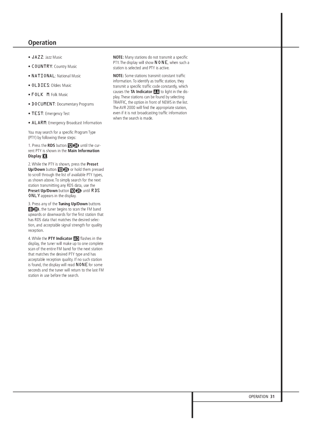 Harman-Kardon AVR 2000 owner manual Operation 