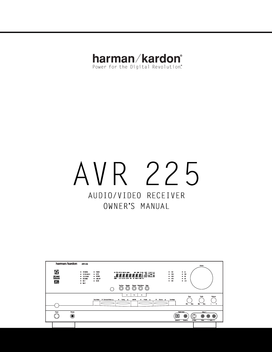 Harman-Kardon AVR 225 owner manual Power for the Digital Revolution, Am/Fm, Tun Mode 