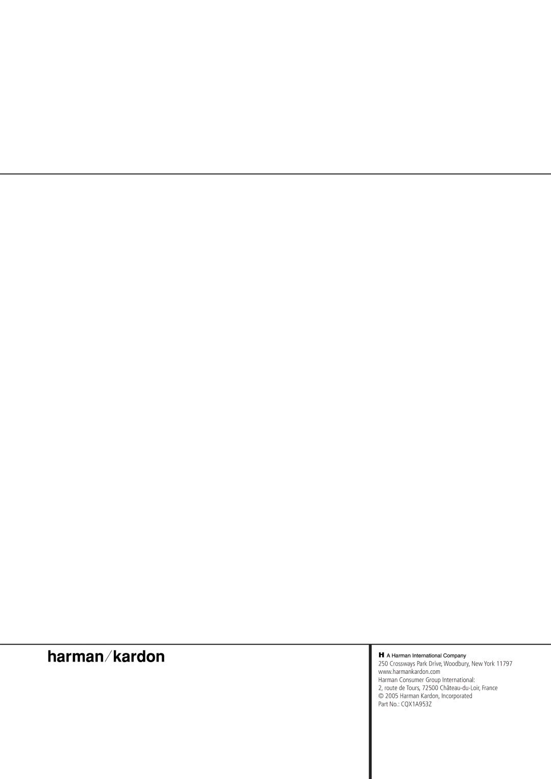 Harman-Kardon AVR 235 owner manual Harman Consumer Group International 