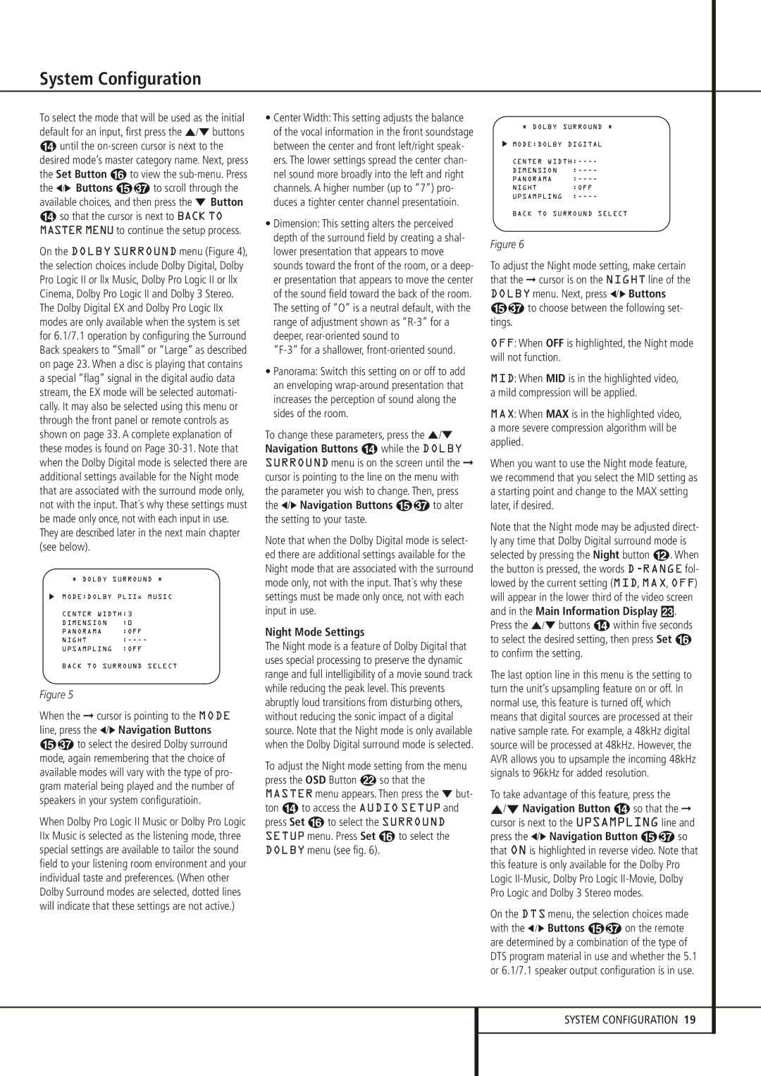 Harman-Kardon AVR 240 owner manual Night Mode Settings, To take advantage of this feature, press 