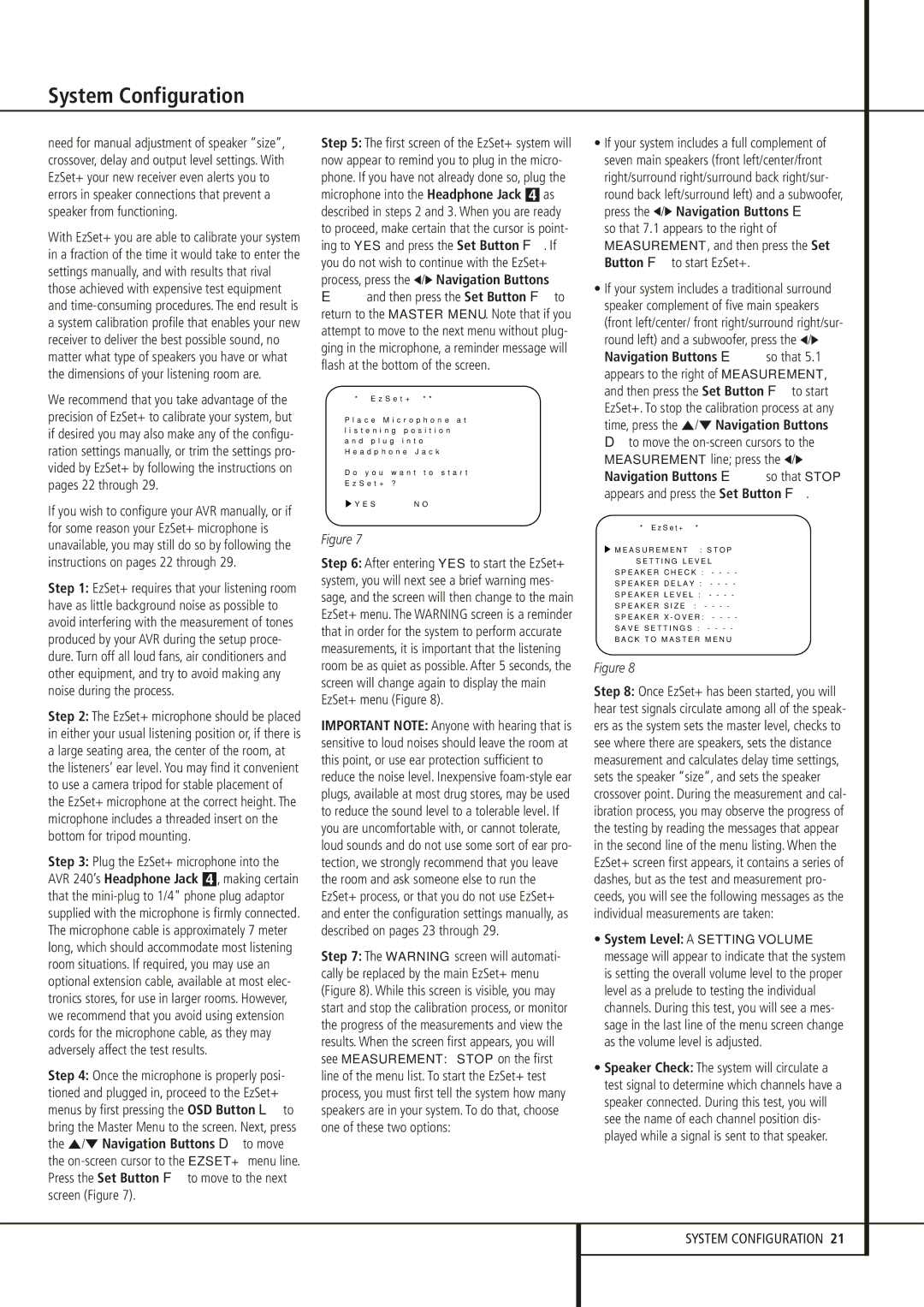 Harman-Kardon AVR 240 owner manual Navigation Buttons E so that, So that Stop, Appears and press the Set Button F 