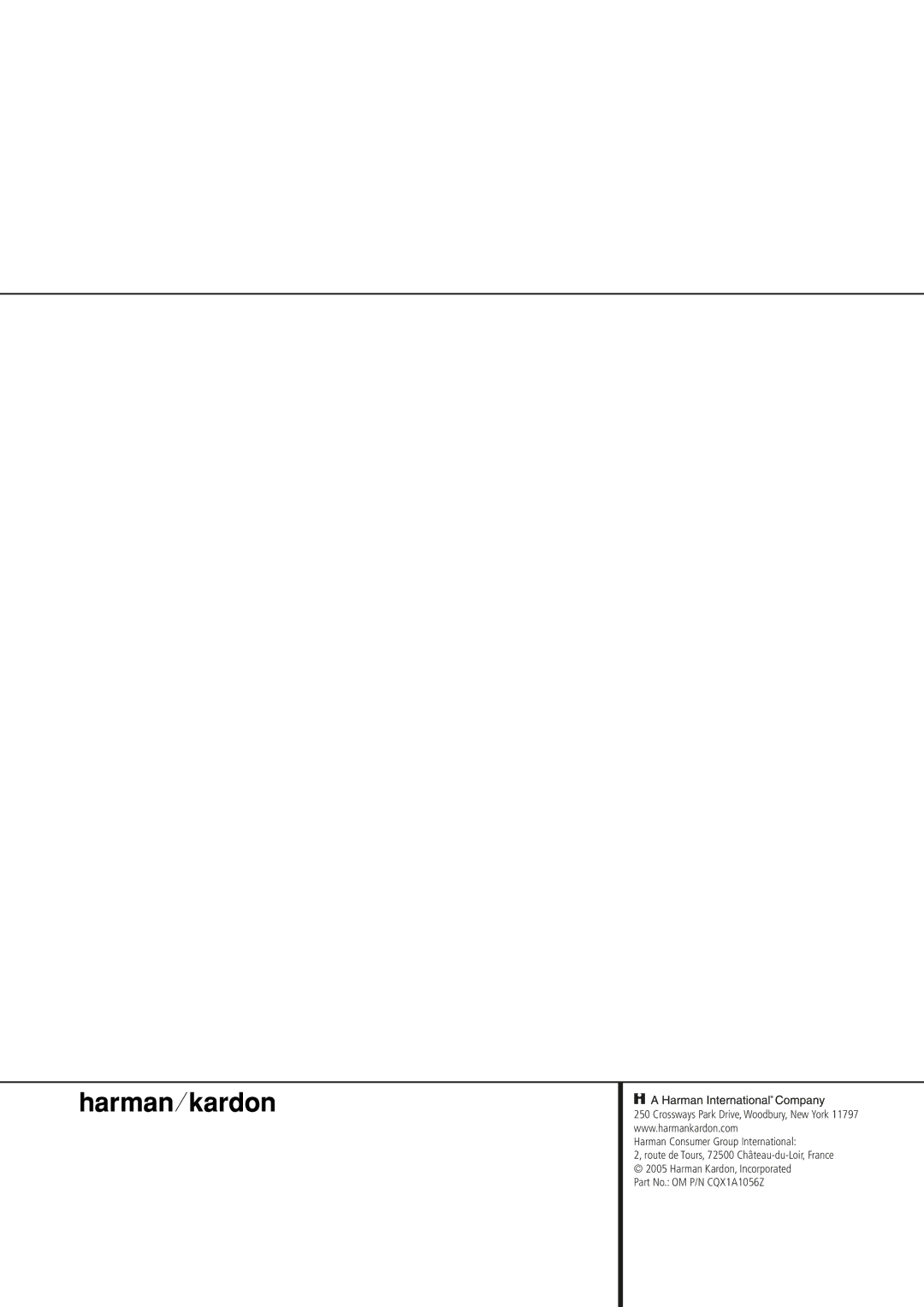 Harman-Kardon AVR 240 owner manual Harman Consumer Group International 