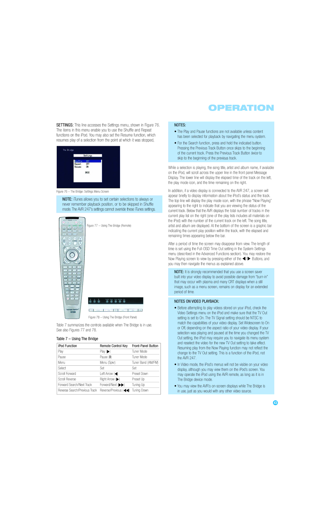 Harman-Kardon AVR 247 owner manual IPod Function 