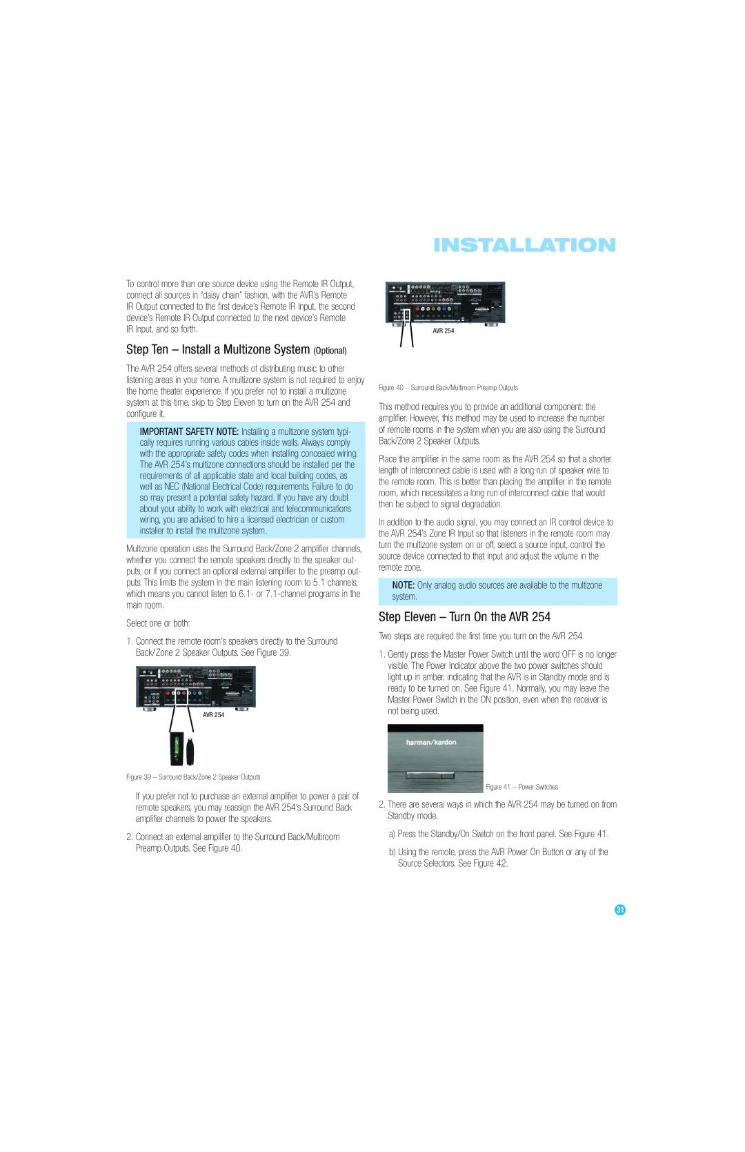 Harman-Kardon AVR 254 owner manual Step Eleven Turn On the AVR, Select one or both 