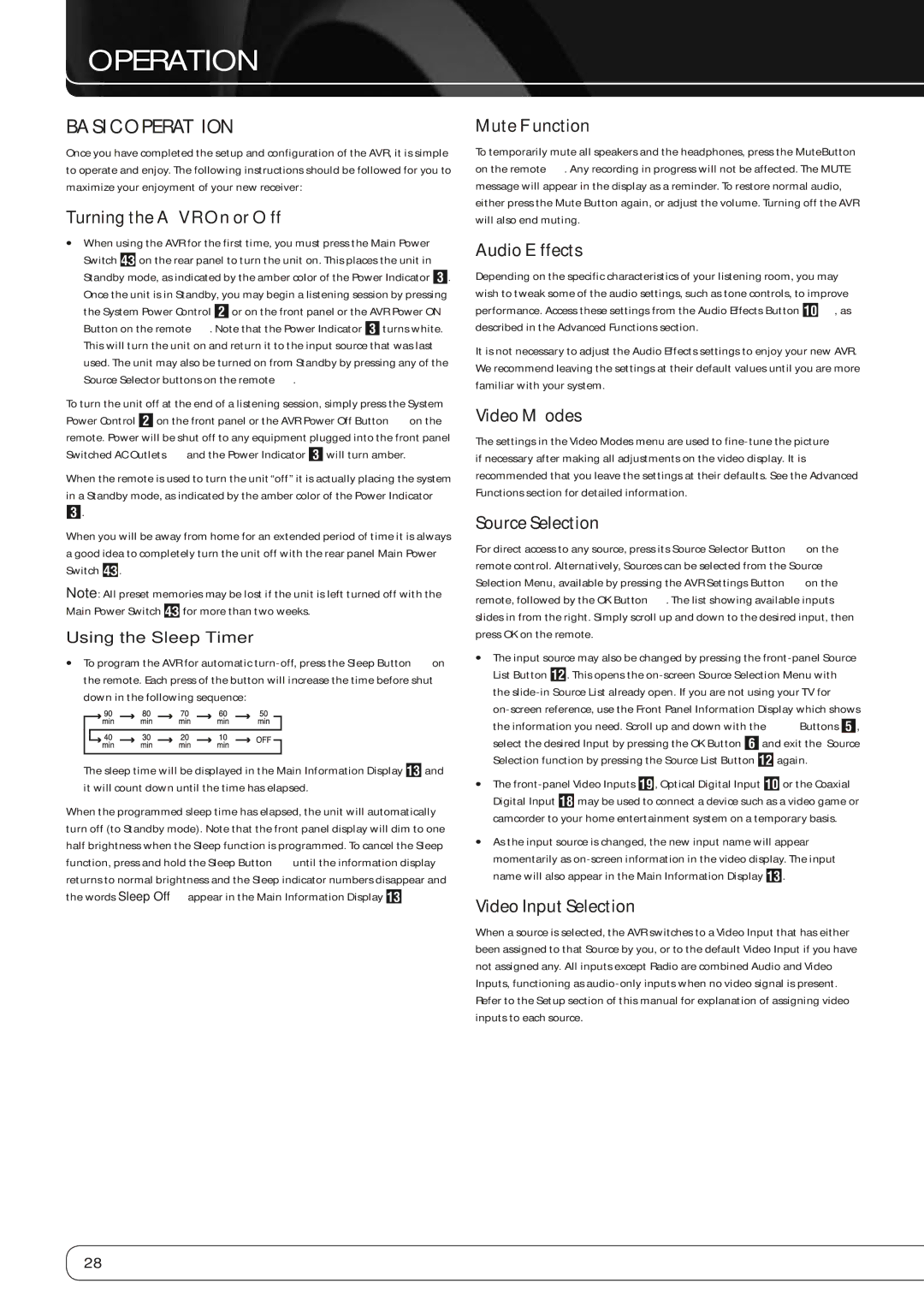 Harman-Kardon AVR 260 owner manual Basic Operation 