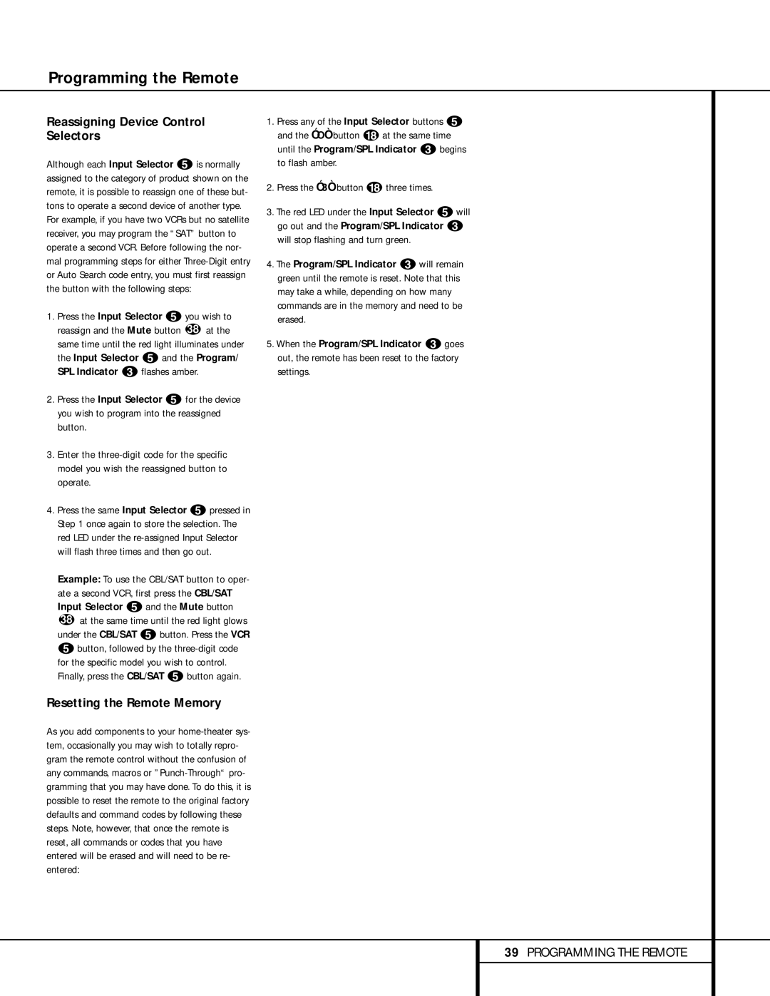 Harman-Kardon AVR 310 owner manual Reassigning Device Control Selectors, Resetting the Remote Memory 