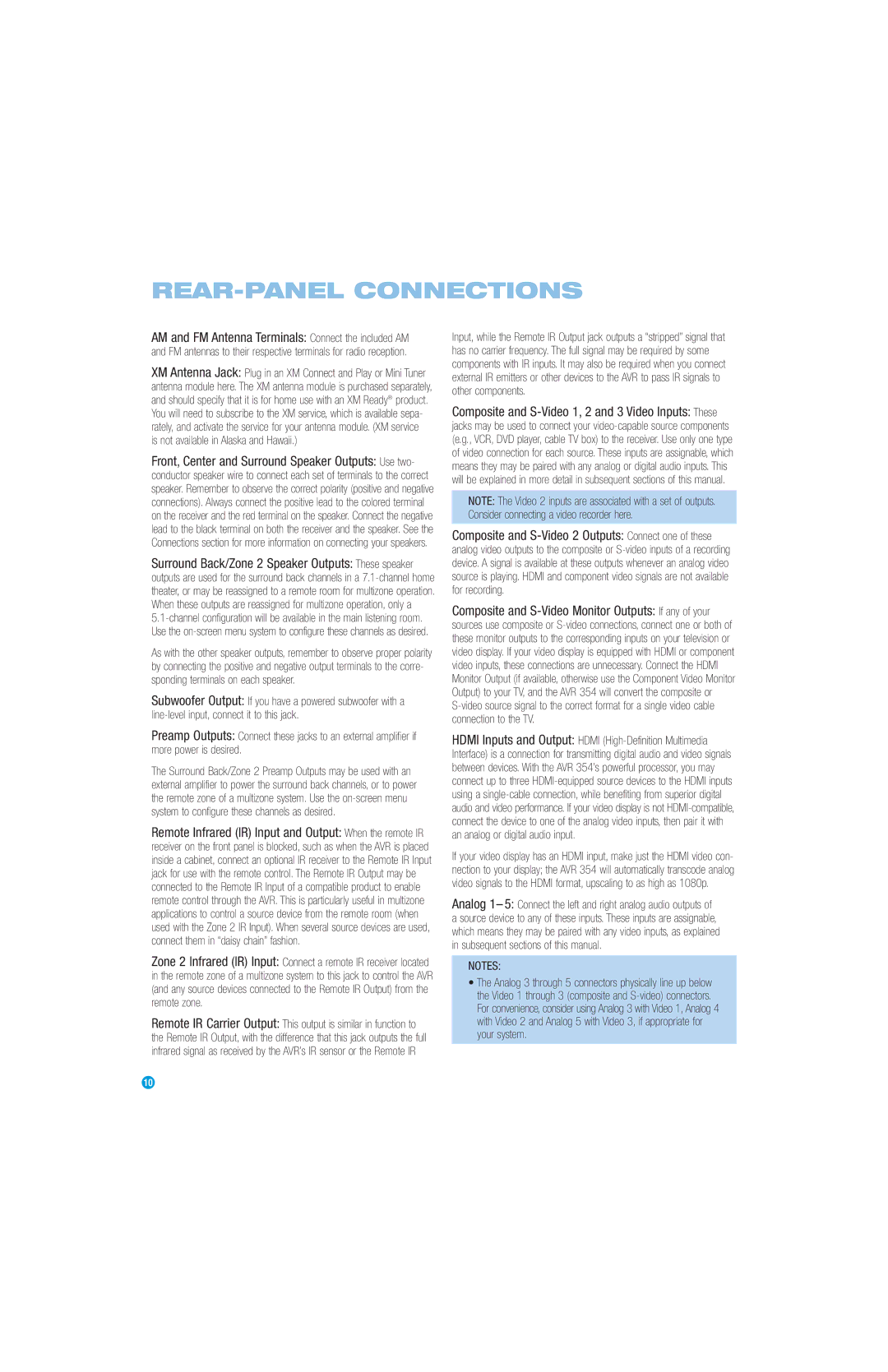 Harman-Kardon AVR 354 owner manual REAR-PANEL Connections, Is not available in Alaska and Hawaii 