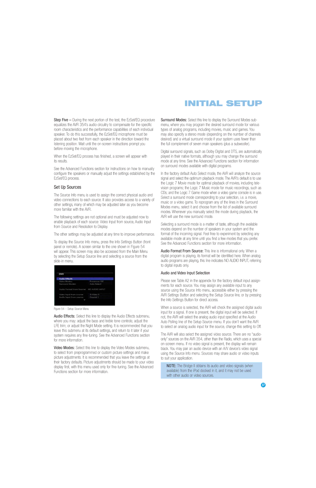 Harman-Kardon AVR 354 owner manual Set Up Sources, Audio and Video Input Selection 