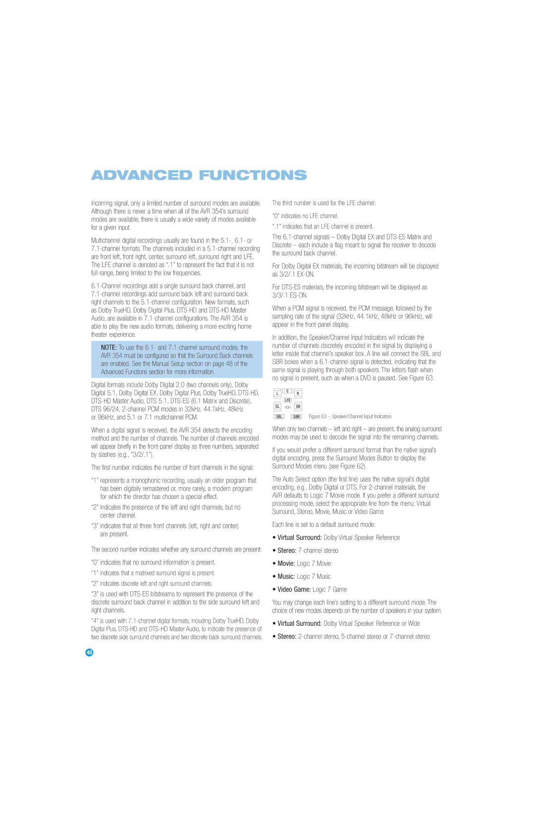 Harman-Kardon AVR 354 Or 96kHz, and 5.1 or 7.1 multichannel PCM, Indicates that no surround information is present 