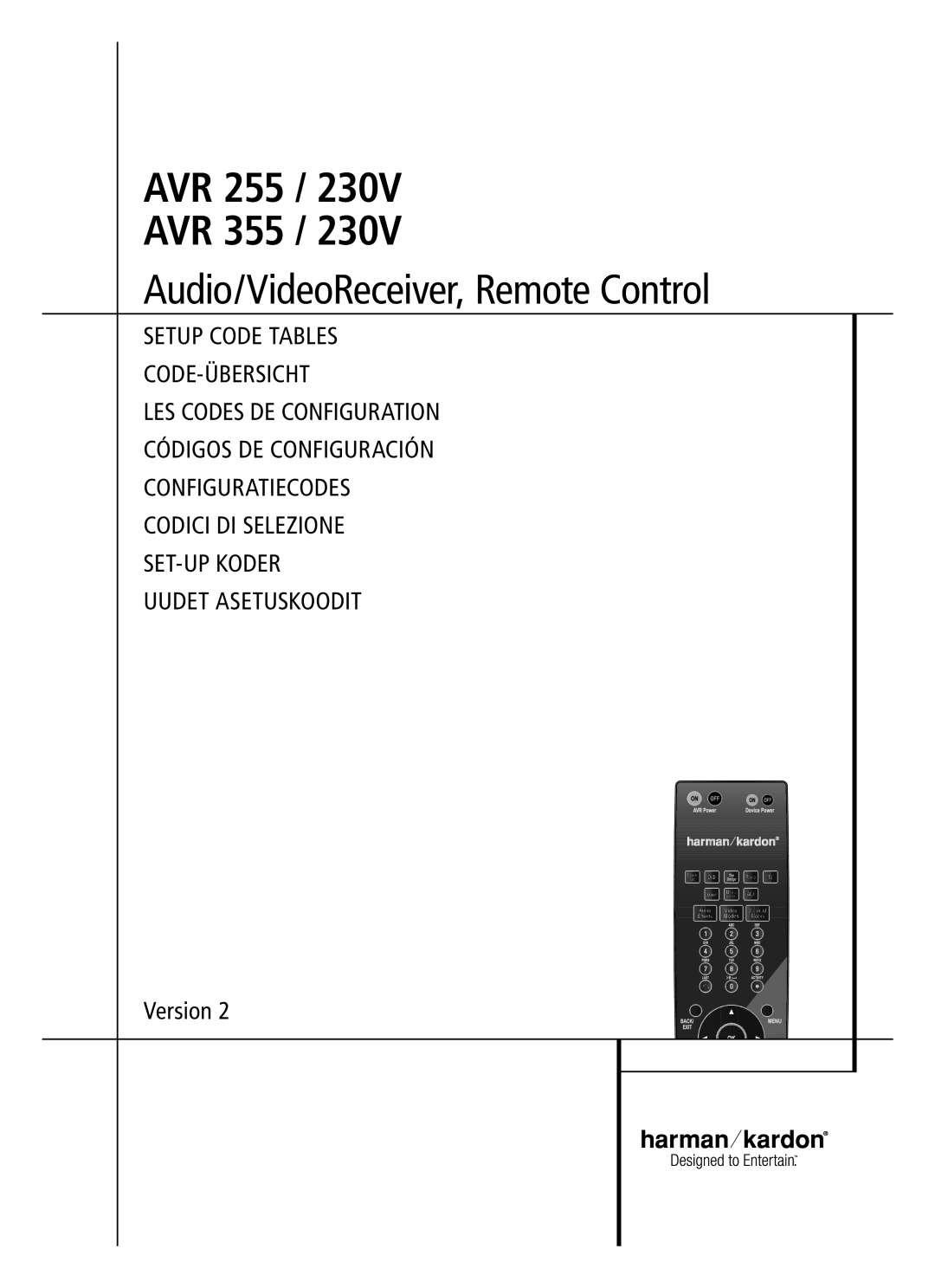 Harman-Kardon AVR 255 / 230V, AVR 355 / 230V manual AVR 255 AVR 355 