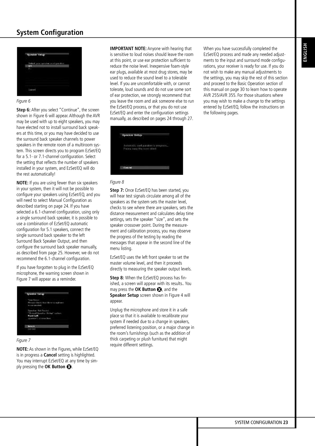 Harman-Kardon AVR 255, AVR 355 owner manual System Configuration 