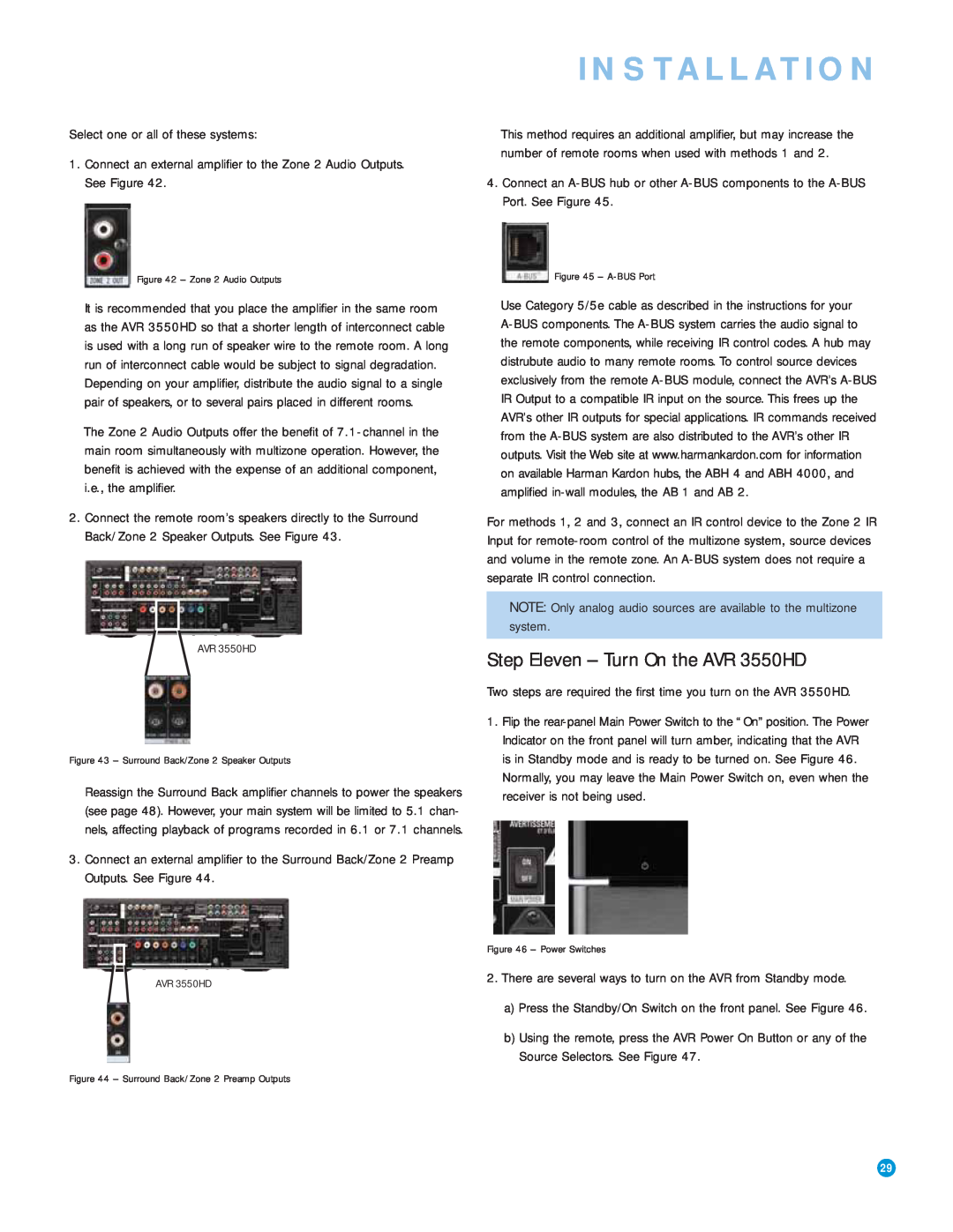 Harman-Kardon owner manual Step Eleven – Turn On the AVR 3550HD, Installation 