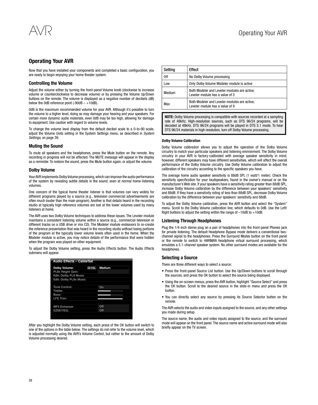 Harman-Kardon AVR 3650, AVR 2650 owner manual Operating Your AVR 