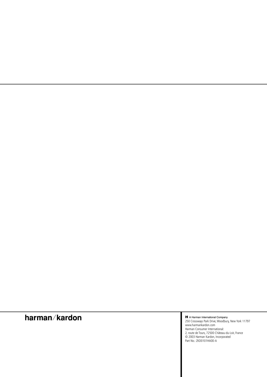 Harman-Kardon AVR 430 owner manual Harman Consumer International 