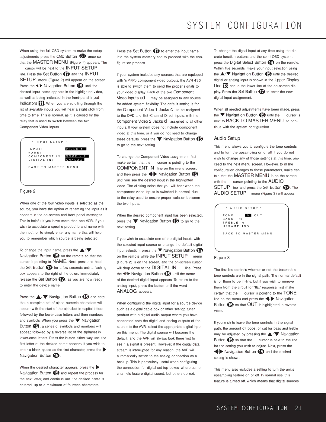 Harman-Kardon AVR 430 owner manual Audio Setup, You to remember which source is being selected 