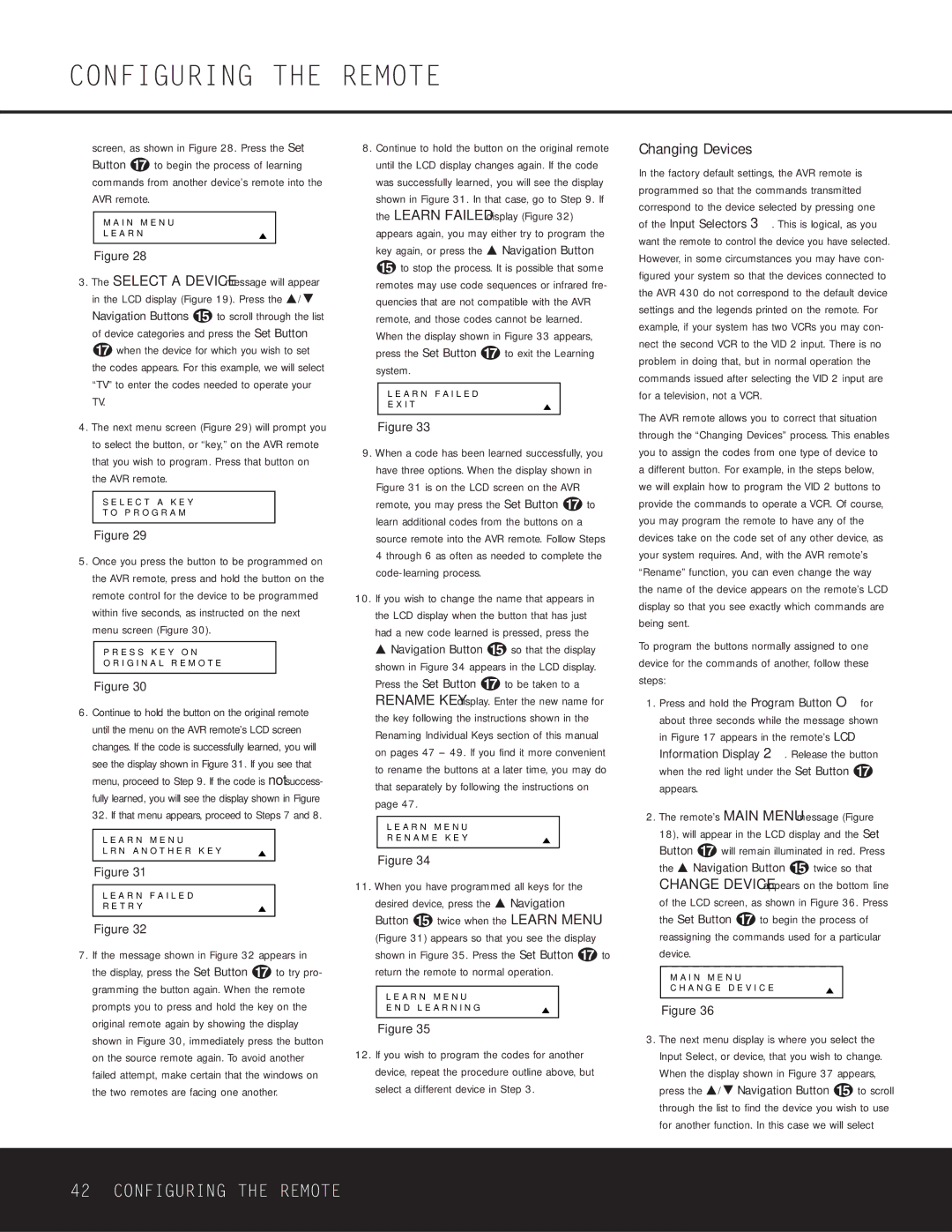 Harman-Kardon AVR 430 owner manual Changing Devices 