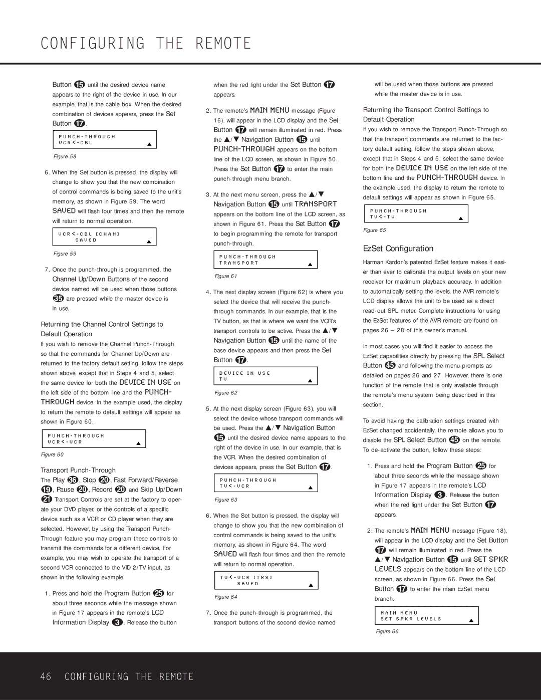 Harman-Kardon AVR 430 owner manual EzSet Configuration, When the red light under the Set Button q appears 