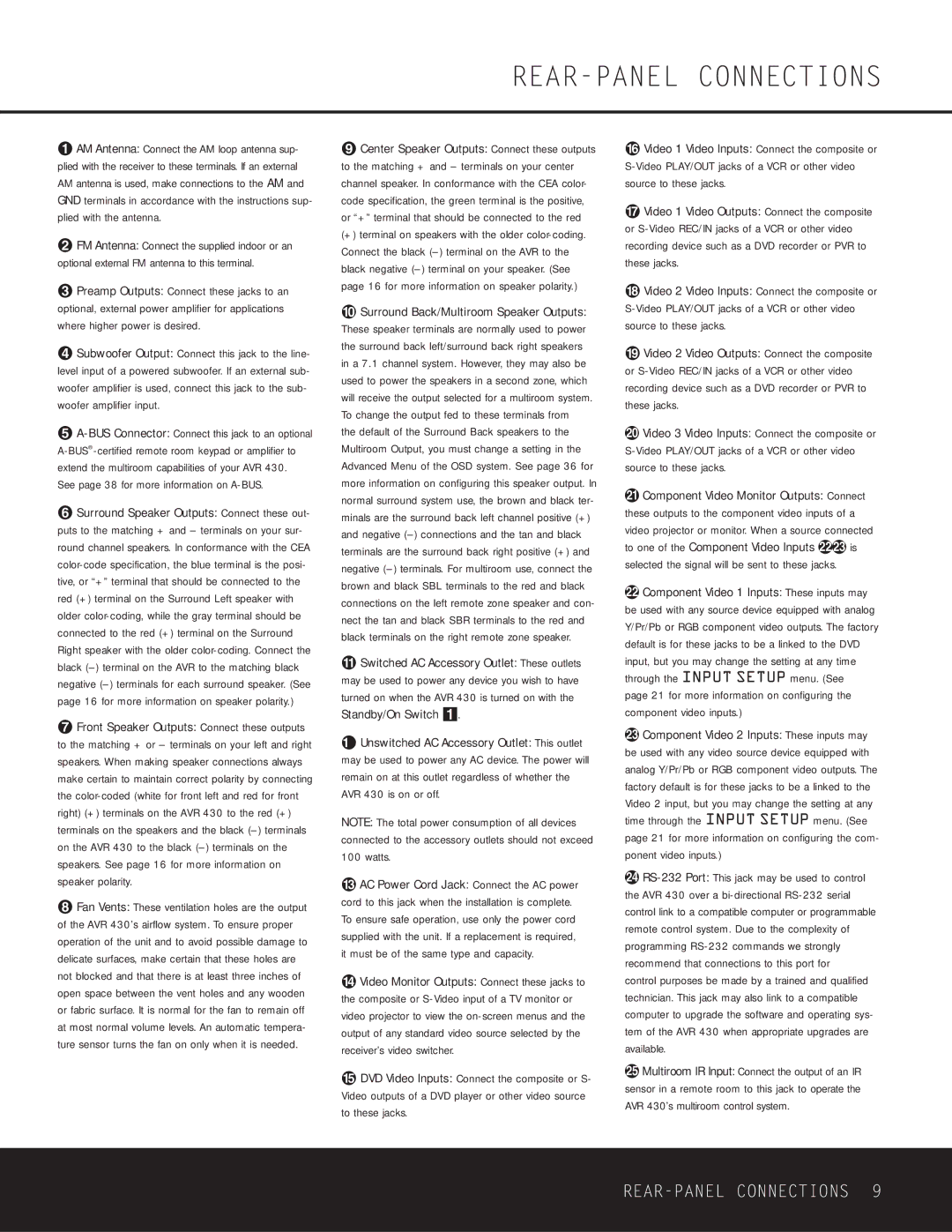 Harman-Kardon AVR 430 owner manual See page 38 for more information on A-BUS 