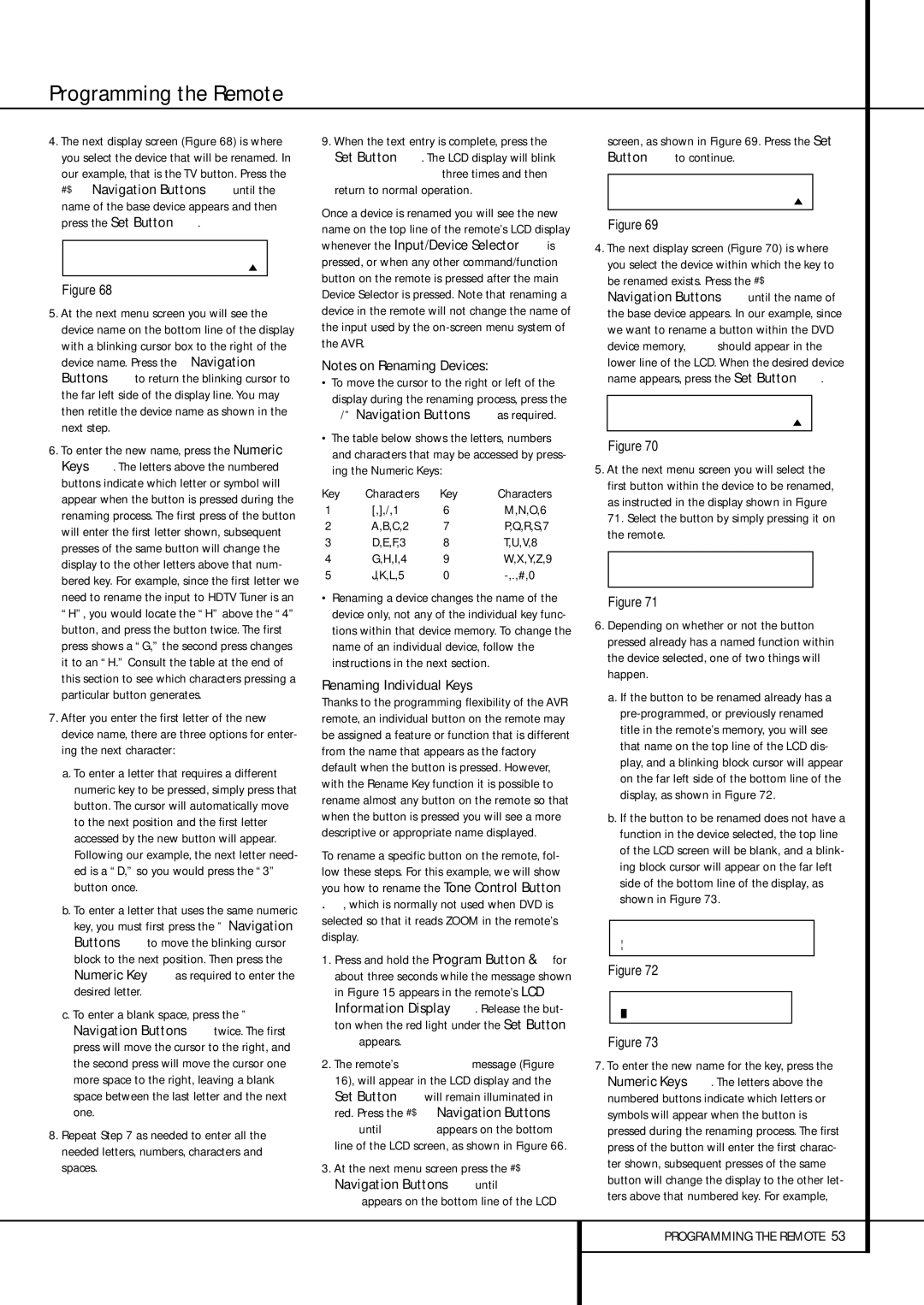 Harman-Kardon AVR 435 owner manual ‹/› Navigation Buttons Eas required, Renaming Individual Keys 